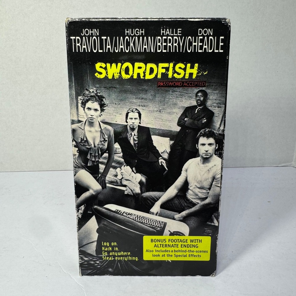 Swordfish VHS 2001 Movie John Travolta Hugh Jackman Halle Berry Alternate Ending